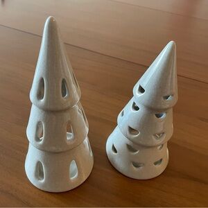 2 Piece Ceramic Tree LED Tea Light Holder Set Beige Threshold Studio Mcgee Xmas